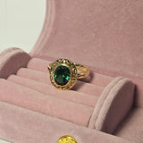 Inel din aur galben 14K cu piatra verde, 2.99 Grame