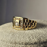 Inel barbatesc din aur galben cu pietre 14K, 10.37 Grame