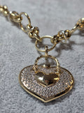Lanț Elegant din Aur 14K cu Pandantiv Inimă Strălucitoare – Design Romantic
