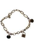Brățară din Aur 14K cu Lacăt Decorativ, Bănuți și Elemente Ornamentale