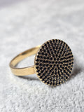 Inel din Aur 14K cu Zirconii Negre – Design Pavé Elegant și Modern