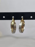 Cercei Bicolori din Aur 14K cu Design Elegant și Finisaj Texturat