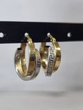 Cercei Bicolori din Aur 14K cu Design Elegant și Finisaj Texturat