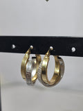 Cercei Bicolori din Aur 14K cu Design Elegant și Finisaj Texturat