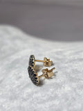 Cercei Aur 14K cu Zirconii Negre | Eleganță Modernă și Strălucire Rafinată