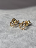 Cercei Aur Galben 14K Inimă cu Pietricele Strălucitoare | Eleganță Delicată
