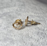 Cercei Aur Galben 14K Inimă cu Pietricele Strălucitoare | Eleganță Delicată