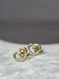 Cercei Aur Galben 14K Inimă cu Pietricele Strălucitoare | Eleganță Delicată
