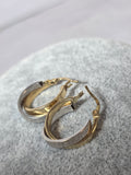 Cercei Bicolori din Aur 14K cu Design Elegant și Finisaj Texturat