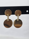 Cercei Dublu Disc din Aur 14K cu Zirconii Strălucitoare