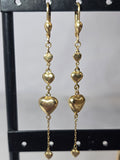 Cercei Lungi cu Inimi din Aur 14K – Design Romantic și Elegant