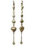 Cercei Lungi cu Inimi din Aur 14K – Design Romantic și Elegant