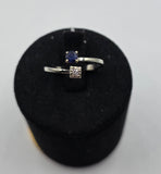 Inel Aur alb 18K Diamant si Safir