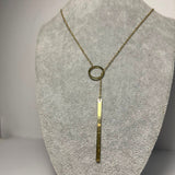 Colier Lariat din Aur 14K cu Cerc și Element Vertical