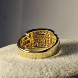 Inel barbatesc din aur galben cu pietre 14K, 10.37 Grame