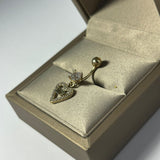 Piercing pentru buric din aur 14K cu inimă  și pietre albe – 1,77 g