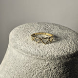 Inel din aur galben cu inimi 14K, 1.21 grame