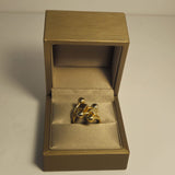Inel damă aur 14K 585 model geometric cu bile, 3,97 g