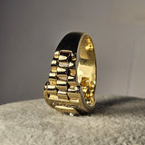 Inel barbatesc din aur galben cu pietre 14K, 10.37 Grame