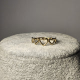 Inel din aur galben cu inimi 14K, 1.21 grame