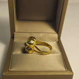Inel damă aur 14K 585 cu 3 bile, design modern, 4,33 g