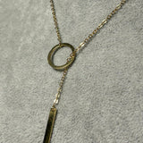 Colier Lariat din Aur 14K cu Cerc și Element Vertical