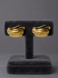 Cercei damă din aur 14K, model scoică cu striații elegante – 1,76 g