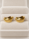 Cercei damă din aur 14K, model scoică cu striații elegante – 1,76 g