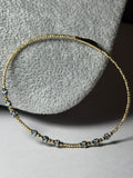 Brățară fixă din aur galben 14K, cu biluțe albastre – model elegant, 2,37 g