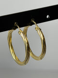 Cercei rotunzi tip creole din aur 14K, cu striații fine – diametru 2 cm, 2,42 g