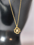 Lănțișor subțire din aur galben 14K cu pandantiv floare și piatră, 1,40 g