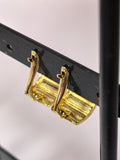 Cercei bicolori din aur 14K, model geometric, 2,06 g