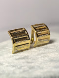 Cercei bicolori din aur 14K, model geometric, 2,06 g
