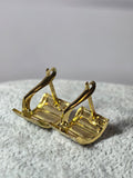 Cercei bicolori din aur 14K, model geometric, 2,06 g
