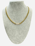 Lant aur galben model cuban cu pietre 14k