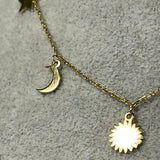 Colier din Aur 14K cu Soare, Lună și Stele – Design Celestial