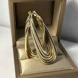 Cercei ovali bicolori din aur 14K, model texturat – 8,49 g