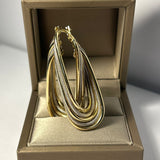 Cercei ovali bicolori din aur 14K, model texturat – 8,49 g